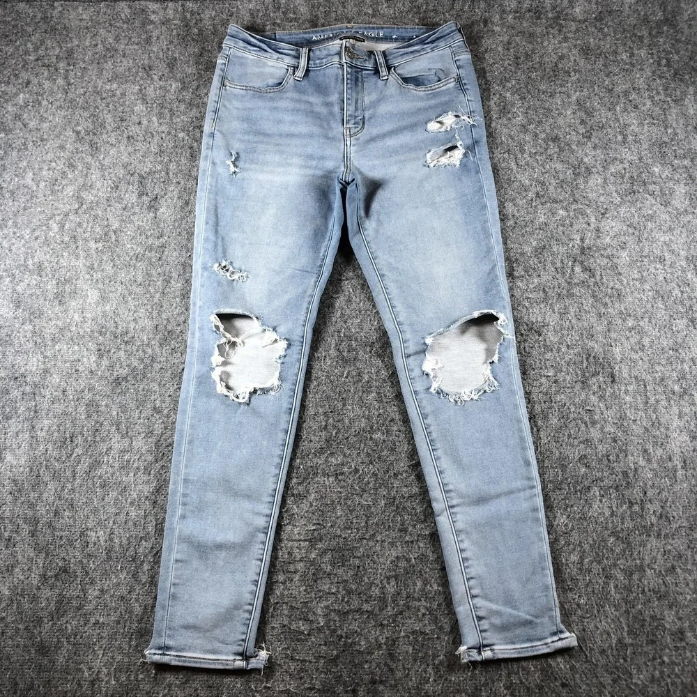 American Eagle Next Level Skinny Jeans Womens 8 Distressed Light‎ Wash